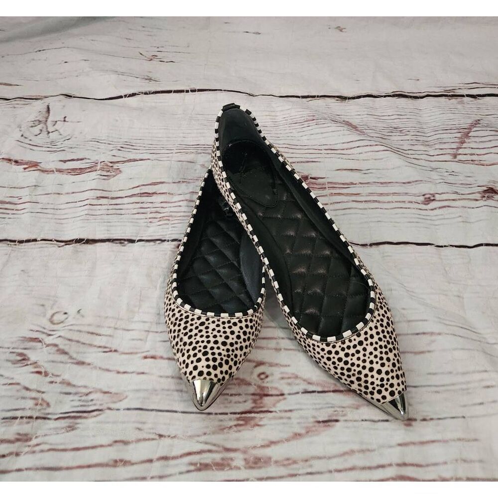 B‎ Bryan Atwood Violette Cap Toe Spotted Calf Hair Flats Size 8